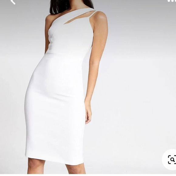 NWT River Island White One Shoulder Dress Rhinestone Detail 14 (UK 18) - Picture 1 of 16